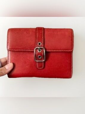 Coach Red Leather Buckle Wallet